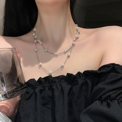 黑色珠暗黑项链重工哥特朋克