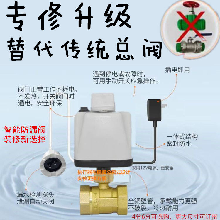 漏水保护器 自动关水阀 远程智能阀防漏宝 漏水感应报警断水球阀
