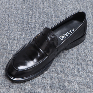 一脚蹬皮鞋男款休闲商务百搭黑色开车鞋子男秋季2025新款男鞋真皮