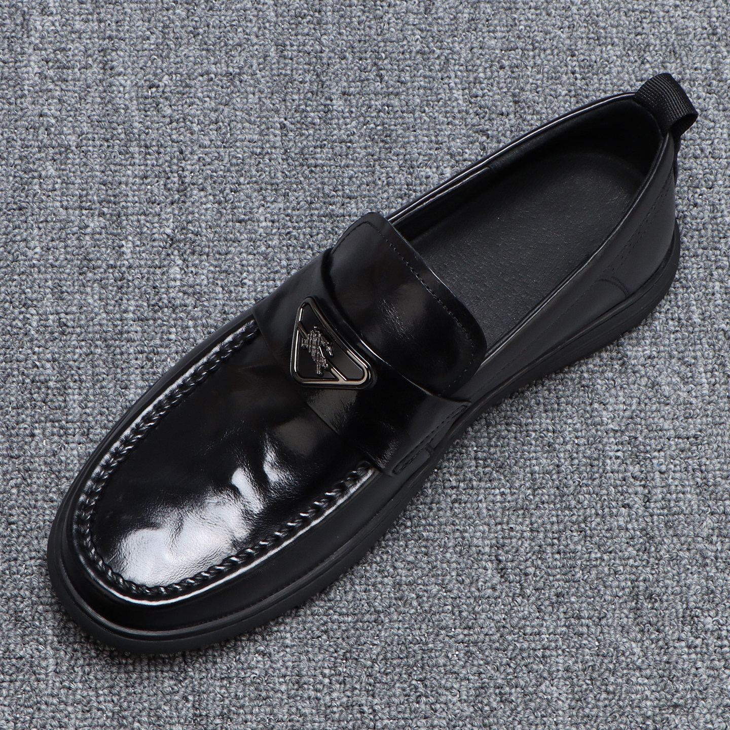 一脚蹬男鞋春季2026新款休闲皮鞋男款真皮百搭黑色平底爸爸鞋子男