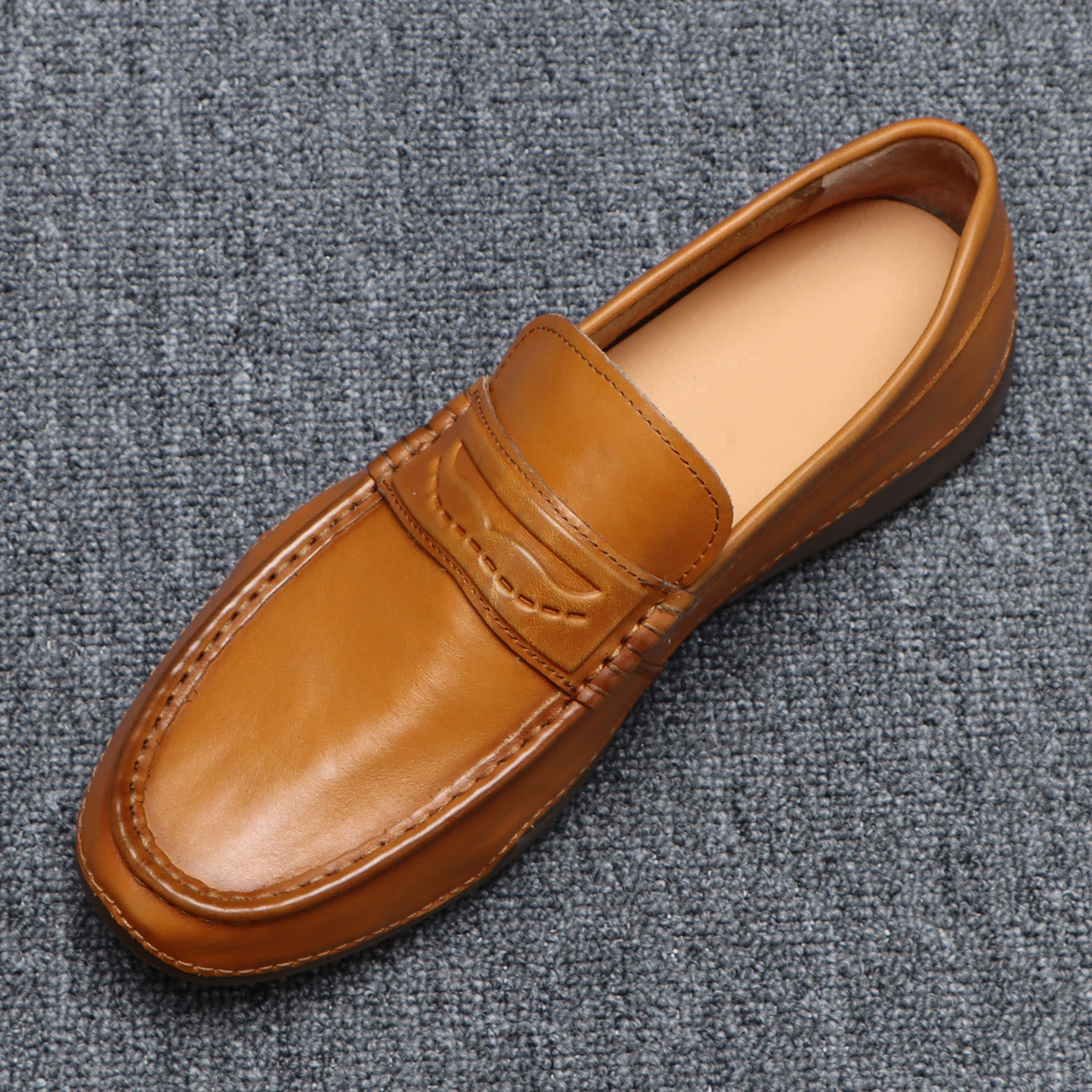 棕色豆豆鞋男款头层牛皮舒适轻便软底开车鞋2026新款一脚蹬真皮鞋