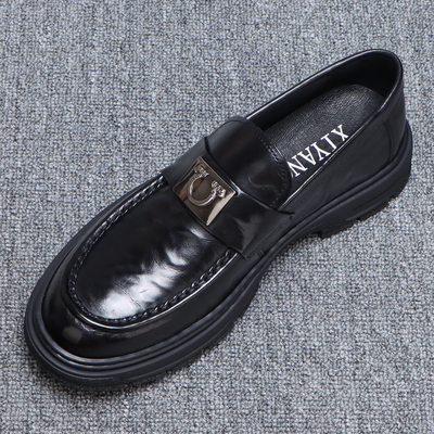 真皮男士乐福鞋秋季2025新款轻便厚底百搭休闲皮鞋男款年轻人鞋子