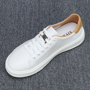 小白鞋男款夏季2026新款发泡底轻便厚底百搭休闲鞋男潮流真皮板鞋