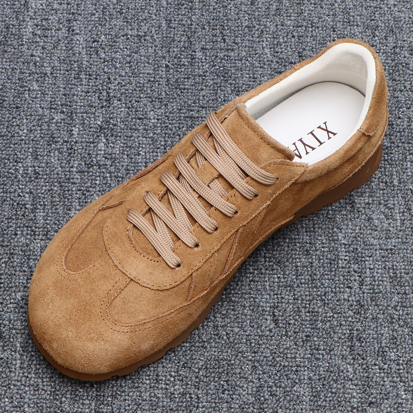 平底休闲男鞋春季2026新款运动薄底徳训鞋男款系带翻毛皮透气板鞋