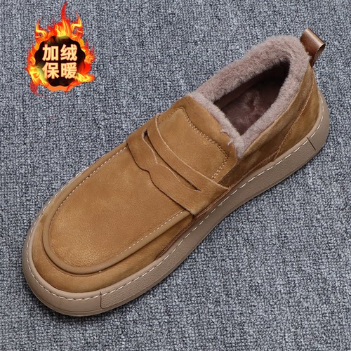 冬季男鞋巴旦木厚底加绒加厚棉鞋