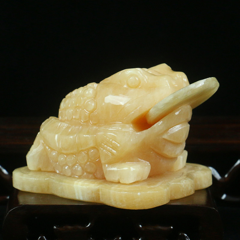 黄玉金蟾招财摆件旺财蟾蜍三足金蝉客厅店铺公司中式风水开业礼品