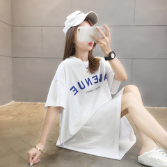 牛奶絲實拍2021夏季鏤空露背中長款圓領寬鬆短袖T恤女ins