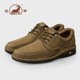 手工休闲皮鞋 公羊卡其色真皮男鞋 牛皮系带厚底鞋 男士 2026春季 新款