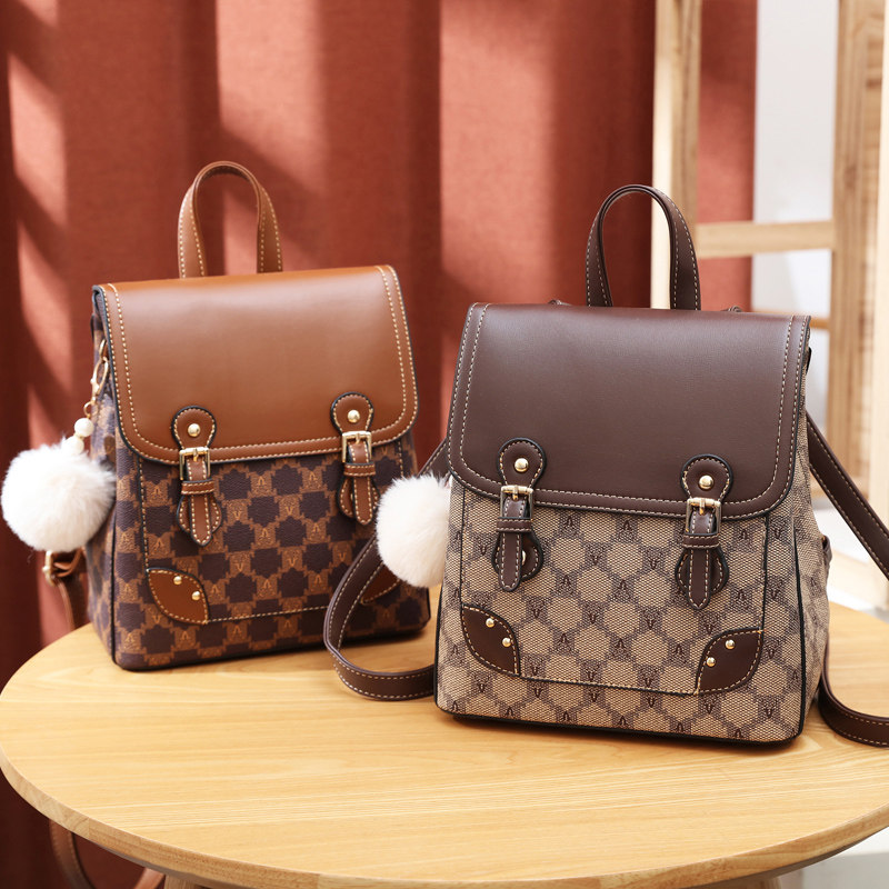 真皮质感单肩双肩包女2026新款韩版时尚潮书包软皮个性女士小背包