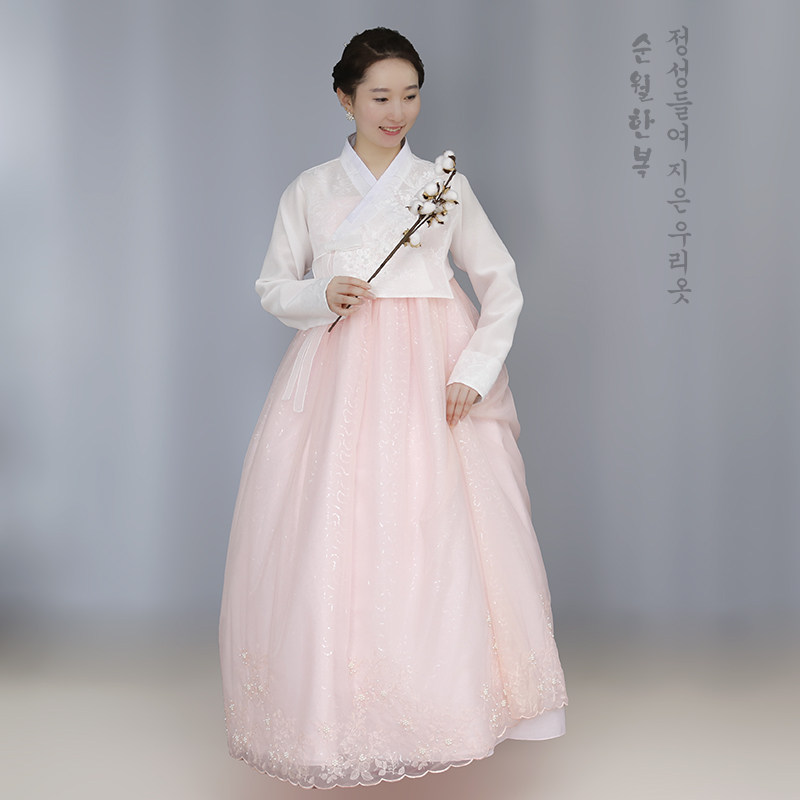 延边顺月定制2022年夏季女士改良蕾丝款韩服公主婚礼敬酒礼服G099