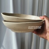 浅瑾秋秋 ins风陶瓷碗泼墨韩国复古餐具水果酸奶碗大碗汤碗沙拉碗