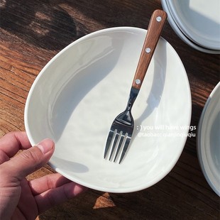 浅瑾秋秋 德化白瓷瓜子造型简约陶瓷餐盘家用餐具不规则异性盘子