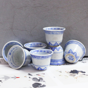 70年代景德镇玲珑茶杯小酒杯怀旧装饰道具摆设民俗老瓷器手工出口