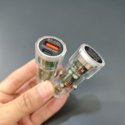 出口东南亚实45W车载快充QC3.0 PD25W手机充电器金属USB双口type
