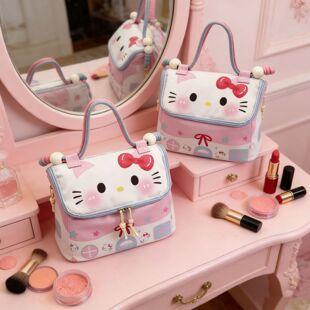 可爱小猫化妆包大容量分区化妆品收纳旅行便携手提时尚首饰收纳包