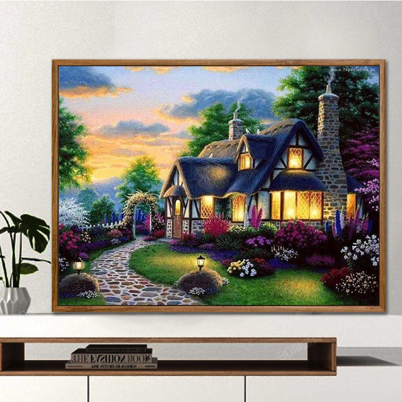 梦幻小屋油画风景客厅卧室走廊