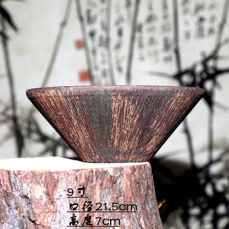 无涂层大号9寸斗笠碗紫砂面碗