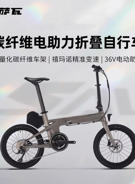 萨瓦碳纤维油碟E8折叠电助力车