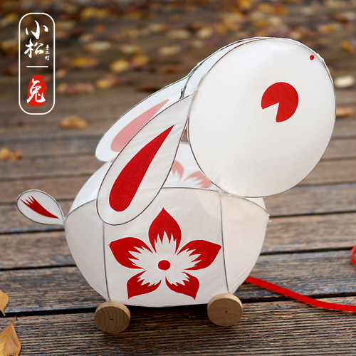 元宵兔子灯手提或木轮拖拉材料包