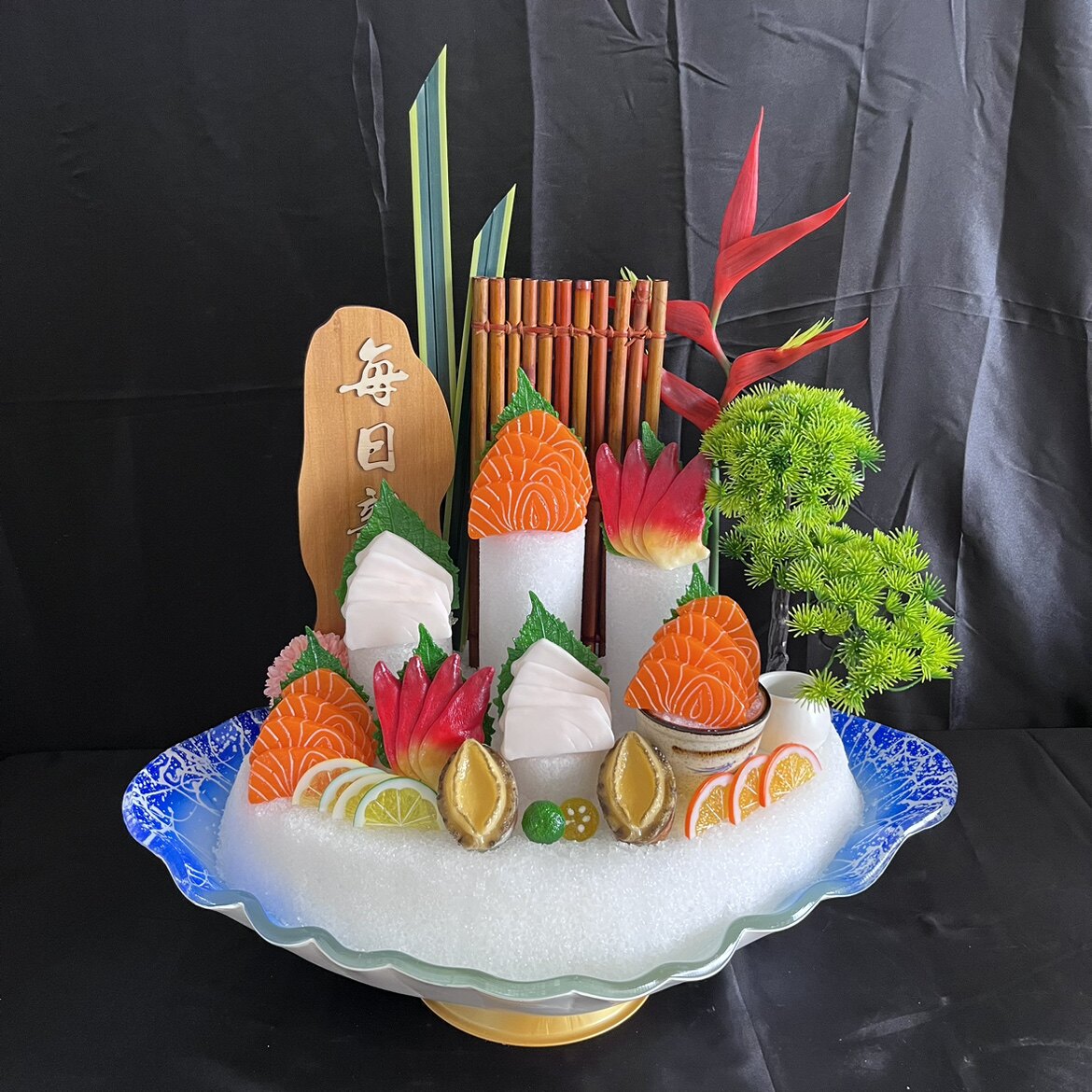 仿真三文鱼刺身模型仿真龙虾刺身象拔蚌仿真东星斑帝王蟹海鲜姿造