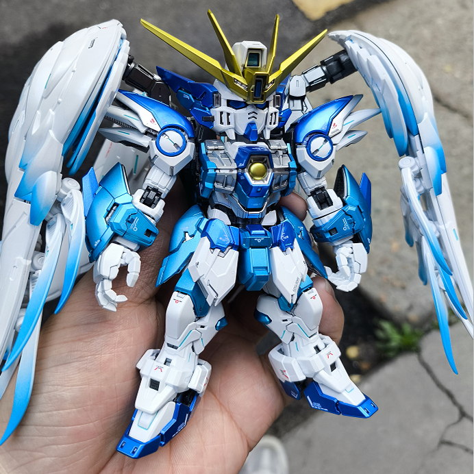 万代 MGSD飞翼零式 飞翼高达零式EW 冰川蓝 改色 掉毛拼装模型