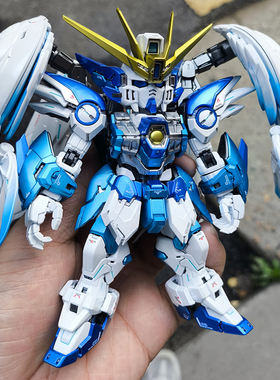 万代 MGSD飞翼零式 飞翼高达零式EW 冰川蓝 改色 掉毛拼装模型