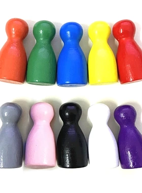 30个木质儿童人形棋子桌游异形木制跳棋飞行棋多功能配件游戏