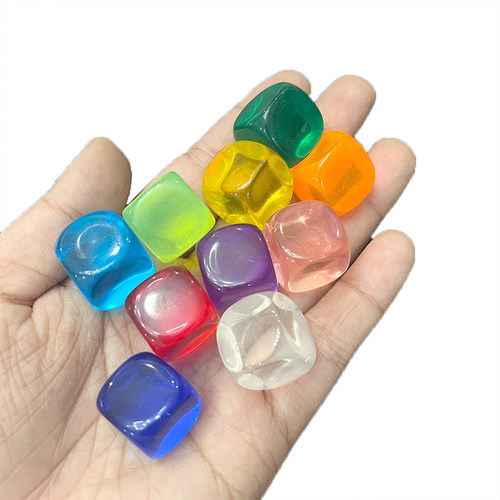 16mm亚克力塑料透明方块色子D6彩色骰六面桌游标记指示物Cube配件