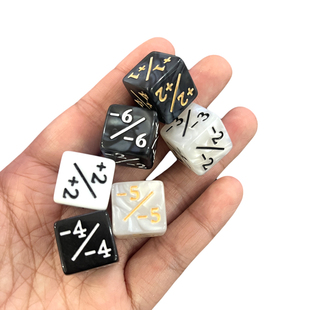 加减号黑白骰子桌游配件珍珠纹方角+-数学幼教运算色子教具筛子