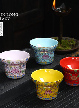 京隆堂 珐琅彩陶瓷茶漏茶滤 创意茶叶过滤网泡茶器架功夫茶具配件