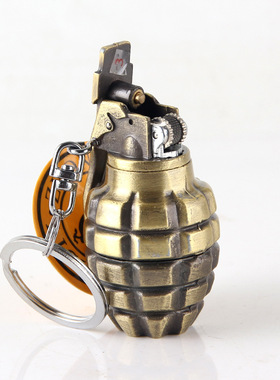 刘艳平创意迷你金属便携手雷造型充气砂轮明火打火机lighter送礼