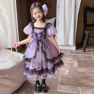 库洛米裙子女童夏季连衣裙2025新款泡泡袖小女孩洛丽塔儿童公主裙
