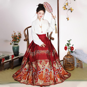 汉坊华原创大明贵女汉服女羲和织金仿妆花缎面马面裙日常通勤