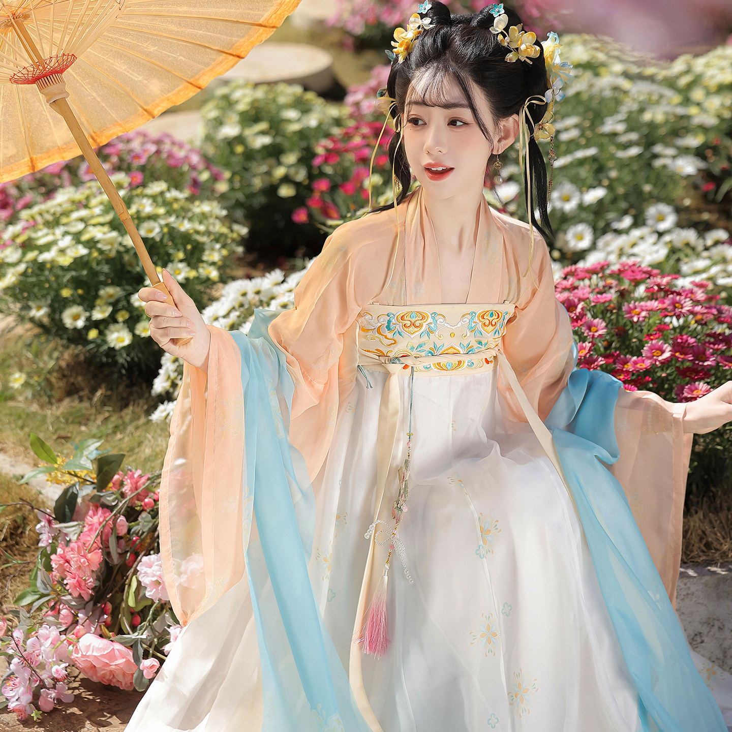 汉坊华原创婉婉汉服女唐制齐胸襦裙16破裙对襟衫刺绣日常仙气春夏