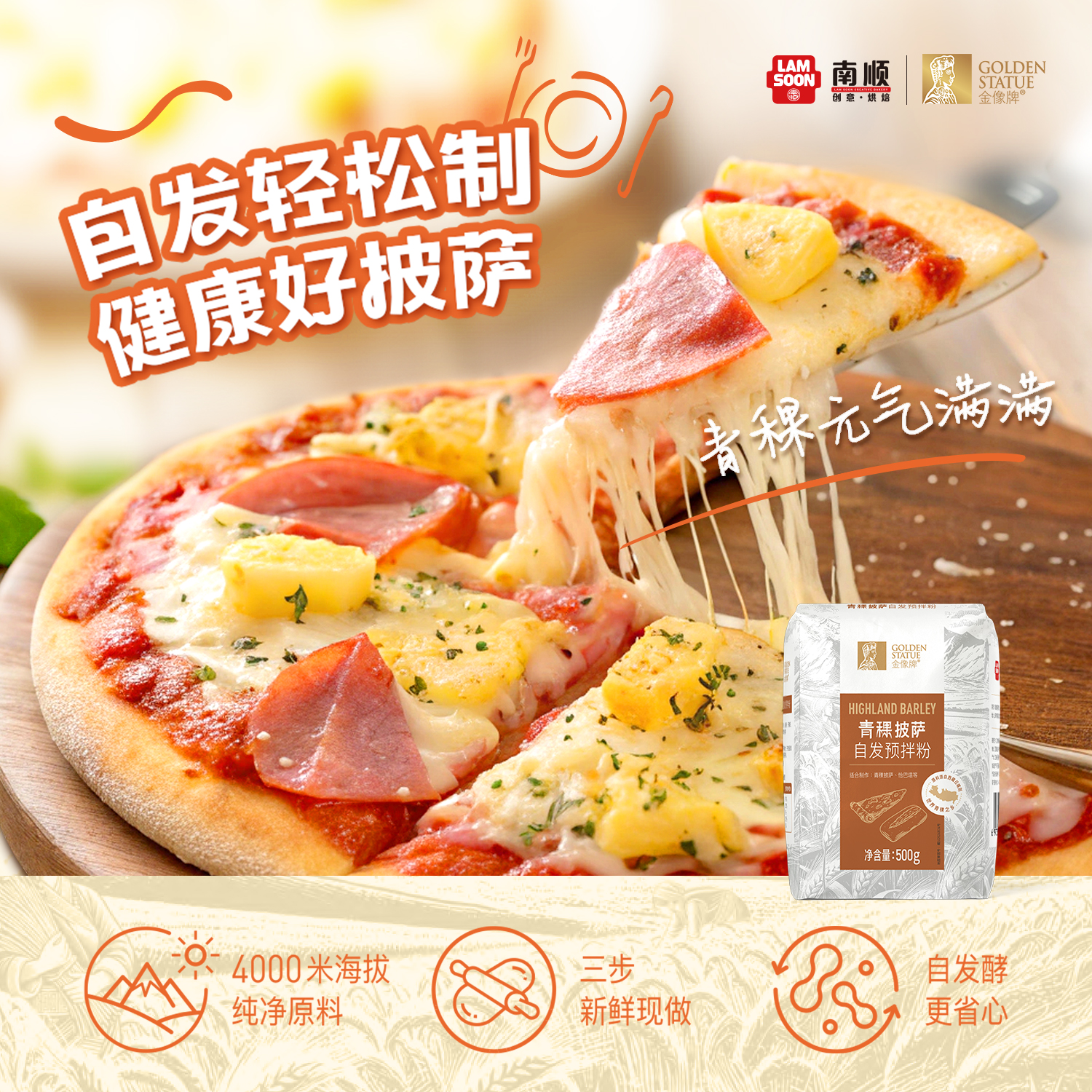 金像青稞自发披萨粉小麦粉500g