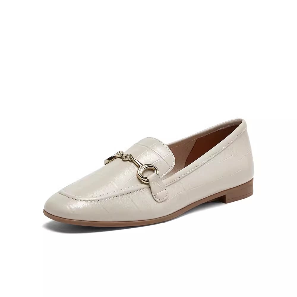 百思图24春季新款超软羊皮软底乐福小皮鞋平底通勤女单鞋trw27aa4