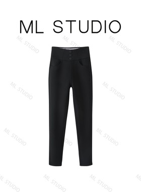 【米粒严选】「软到心坎上的闪貂裤」黑色弹力显瘦小脚裤7701