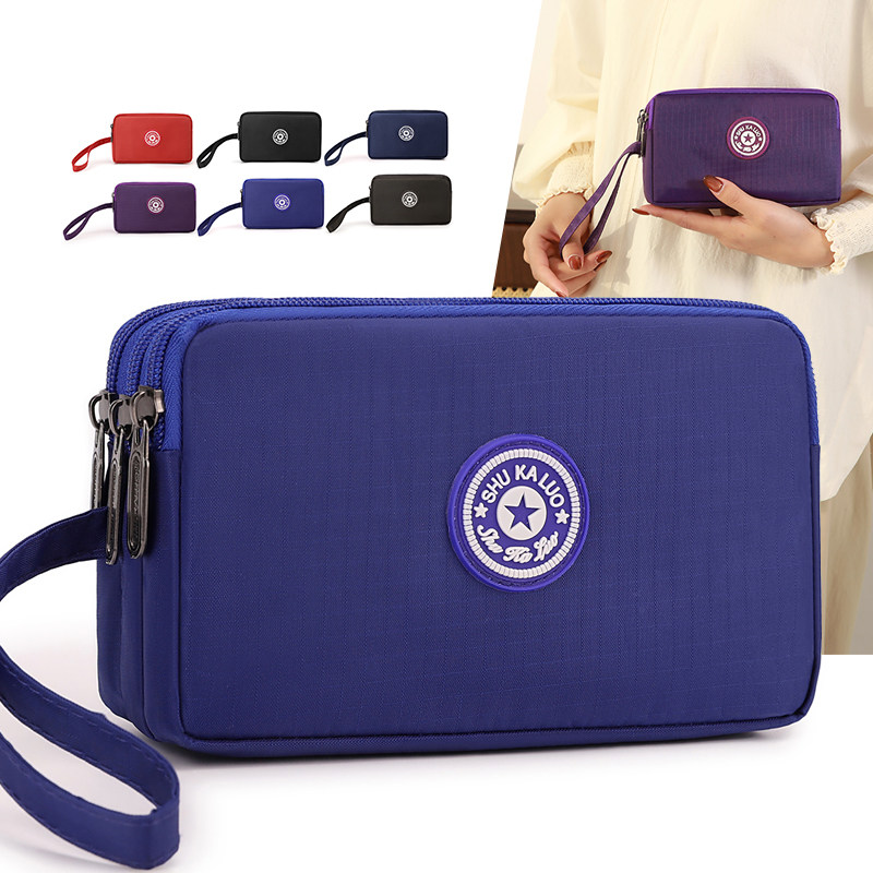 2026新款女士轻便手机包纯色三层零钱包长款钱包手拿手提包时尚