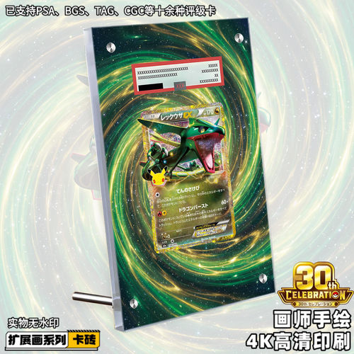 烈空坐EX30周年扩展画宝可梦PTCG拓展卡砖评级裸卡擴展手绘卡磚
