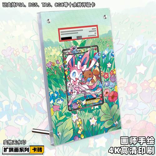 仙子伊布EX扩展画宝可梦PTCG拓展卡砖盾评级裸擴展手绘卡磚防UV