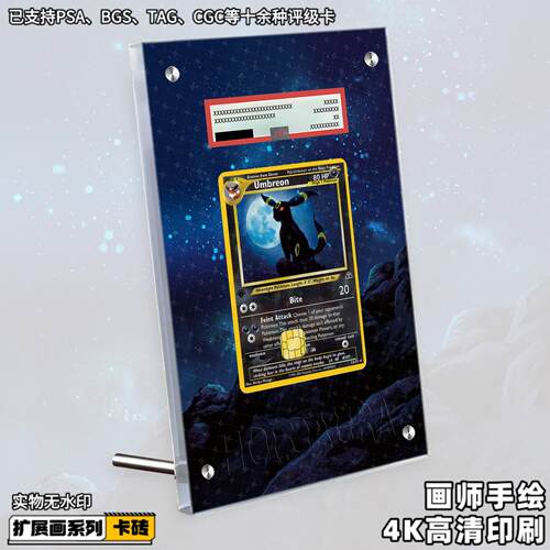 月亮伊布扩展画宝可梦PTCG拓展卡砖盾评级裸卡擴展手绘卡磚防UV