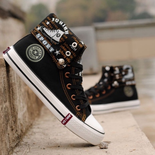 超大码45 46码高帮帆布鞋男鞋大号布鞋男士休闲鞋透气板鞋高邦鞋