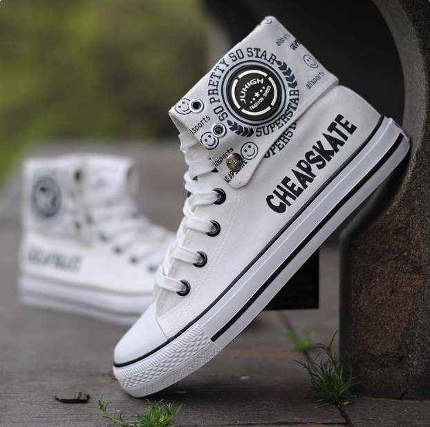 高帮男士帆布鞋男鞋韩版潮流板鞋翻折两穿平底休闲鞋百搭小白鞋潮,流行男鞋,帆布鞋,淘宝优惠券,粉丝福利购,淘宝优惠卷