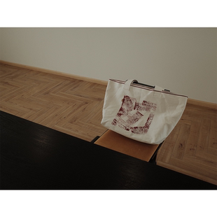 CAPSULE 1959手工印染小众设计红边白牛仔帆布袋 EVENTS胶囊事件