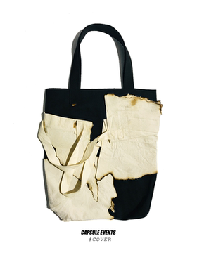 CAPSULE EVENTS胶囊事件 黑色手工焦制&多种DIY拼贴设计师帆布袋