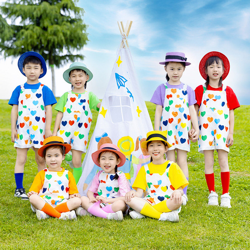 六一儿童背带短裤套装多巴胺舞蹈表演服幼儿园毕业摄影小学啦啦队图片