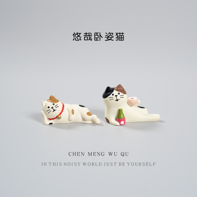 迷你仿真树脂桌面小摆件动物猫咪熊猫治愈车载装饰男女生日小礼品