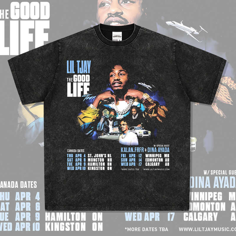 LilTjay美式嘻哈复古印花短袖潮