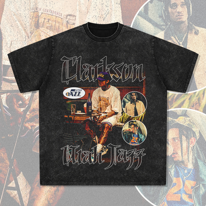 美式球星T恤复古印花水洗短袖潮