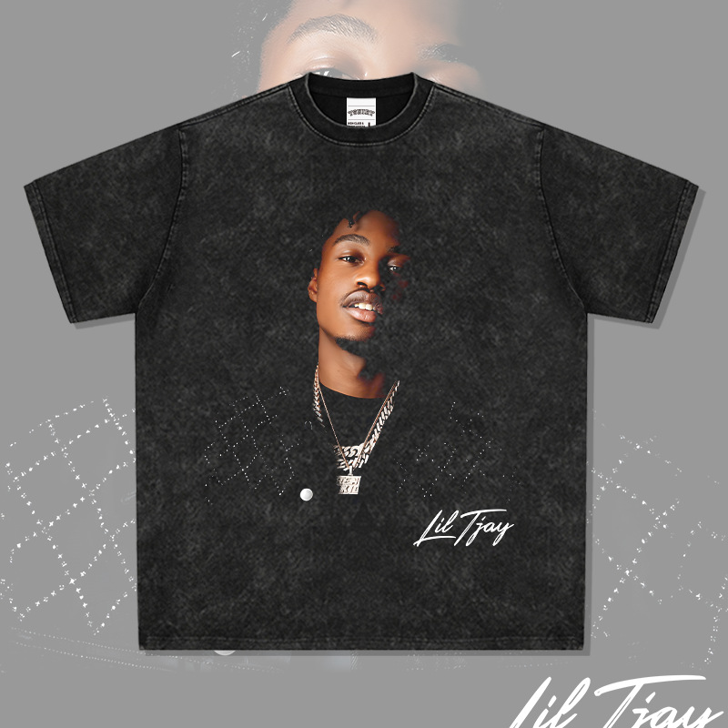 LilTjay美式复古印花水洗短袖潮